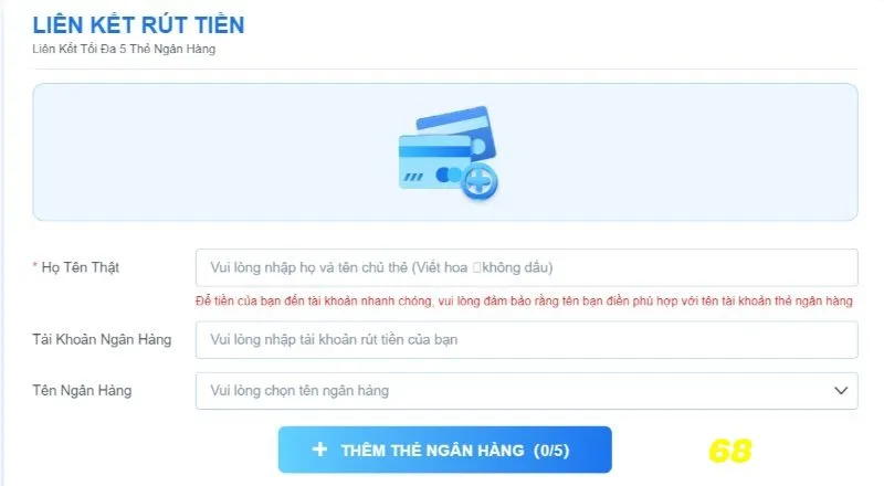 Liên kết ngân hàng rút tiền từ tài khoản nhà cái về ví